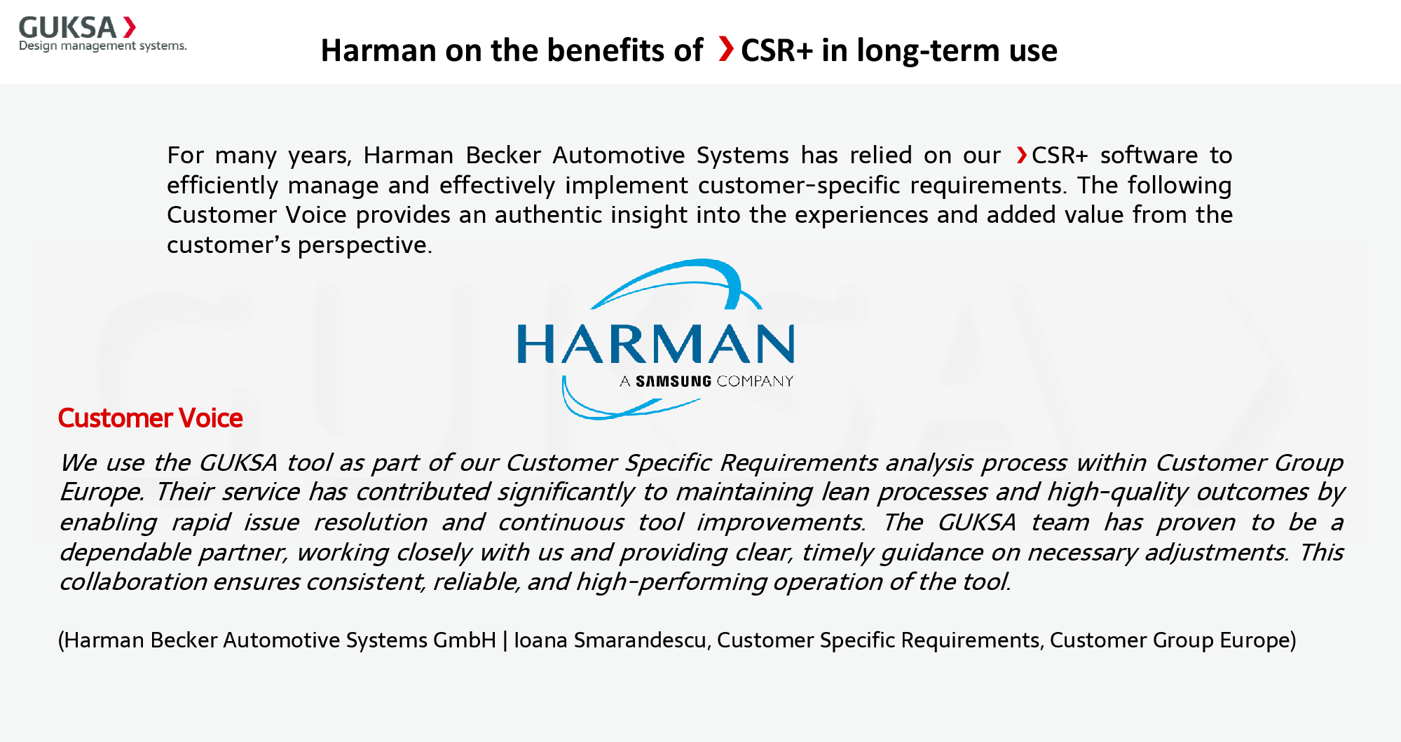 Customer Voice Harman